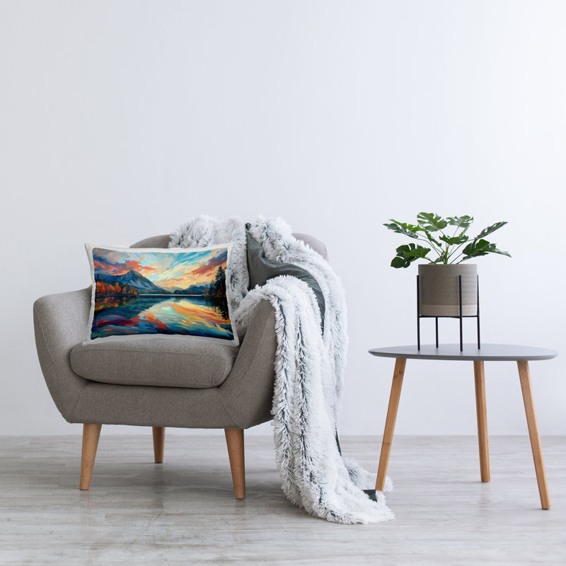 Stupell Industries Abstract Swirled Lake & Mountain Design by LSR Design Studio Throw Pillow