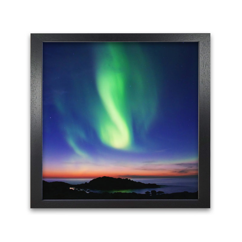 The Northern Lights 1 by Nur Mut - Single Picture Frame Print, 50 cm H x 50 cm W, Black