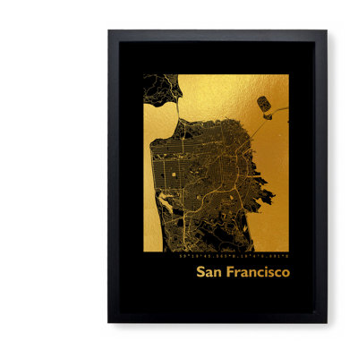 San Francisco Map 1 Piece Single Picture Frame Wall Art