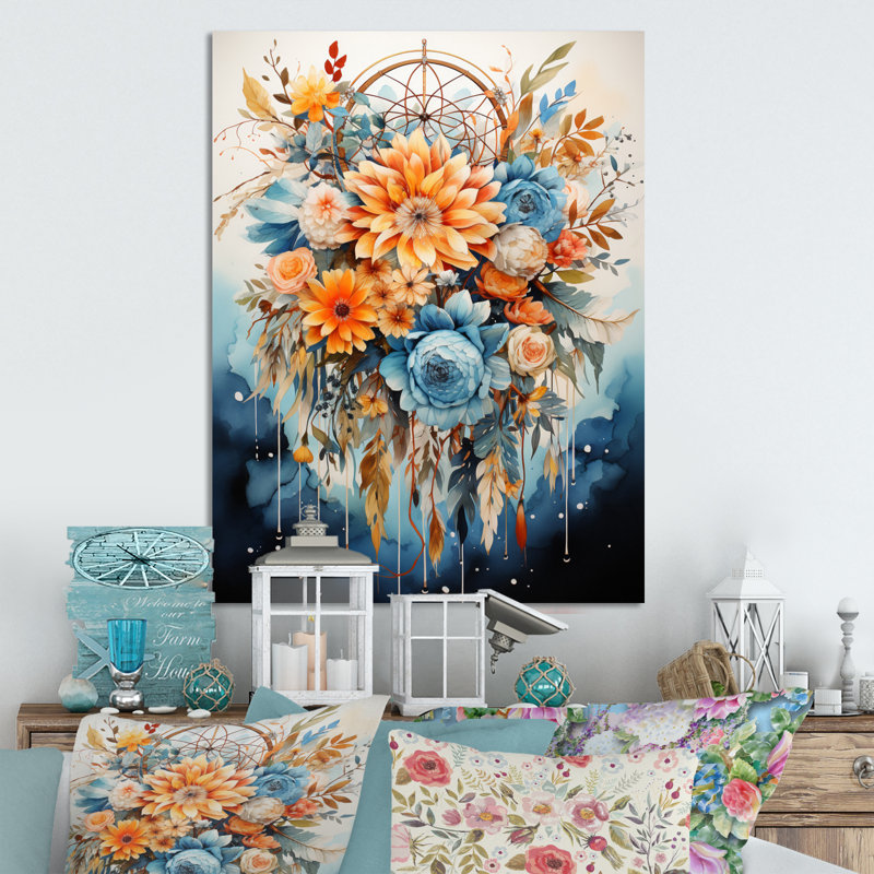 Décoration murale en métal bleu sarcelle Dreamcatcher Natures Whisper, H 40 po x l 30 po x P 1 po