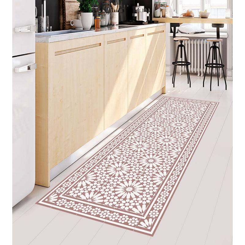 Absar Vinyl Machine Printed Area Rug, Rectangle 2'7.5" x 9'10.1"