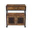 Armoire à café, armoire à café de style campagnard de 24 pouces avec rangement, table mobile avec roulettes et porte grillagée, buffet pour la cuisine, vestibule