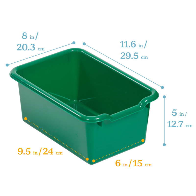ECR4Kids Scoop Front Storage Bins, Multipurpose Organization, 25-Piece, Green