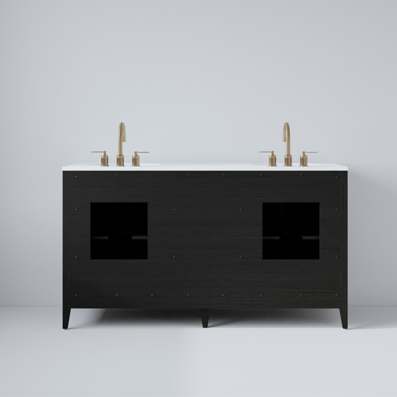 Chelsea 60" Double Bathroom Vanity Set, Dark Weathered Oak