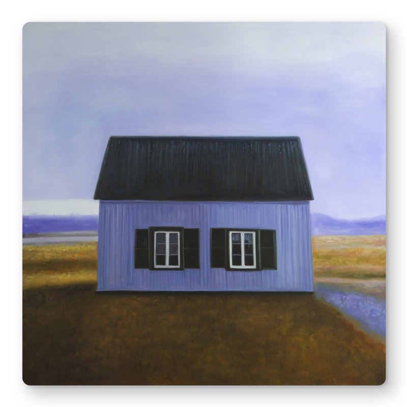 Blue barn - Rustic Landscapes Metal Print for Home Decor, 16" H x 16" W