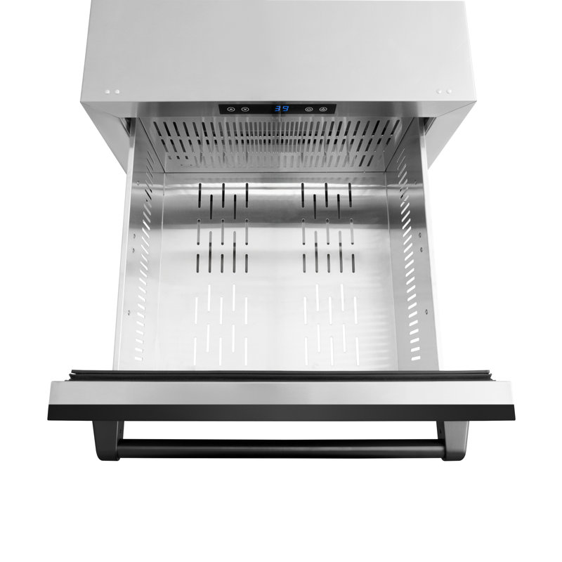 ZLINE Autograph Edition 24 In. Touchstone Refrigerator Drawer in Black Matte and Gold, Black Stainless Steel