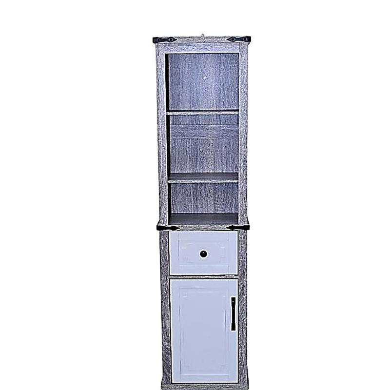 Armoire de rangement pour salle de bain avec tablettes réglables et tiroir de rangement, grande tour à linge pour salle de bain, salon
