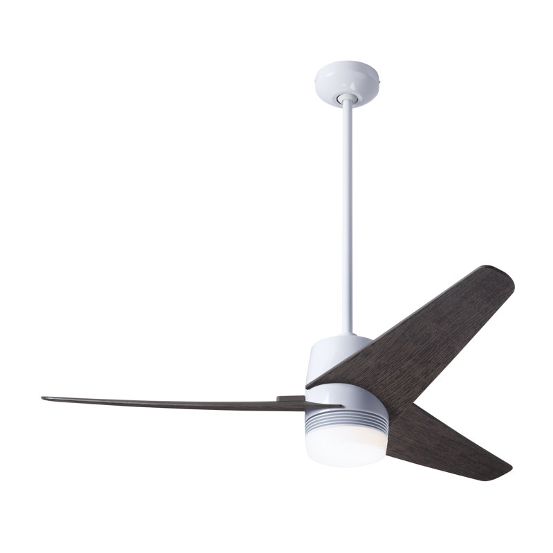 Velo 48'' Ceiling Fan with LED Lights, Wall Control, Ebony, Gloss White