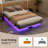 Floating Bed Frame with LED Lights, Metal Bed Frame, No Springs, Easy to Assemble-1125132850