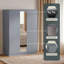 Modern 3 Door Mirrored Wardrobe with Hanging Rail for Bedroom Storage & Organisation-1315648923