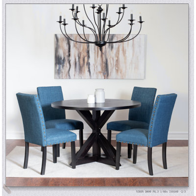 Mytzi 5-Piece Dining Set with Cross-Buck Table and 4 Stylish Chairs, Perfect for Family Gatherings and Elegant Dinners