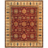Agra Hand Knotted Wool Oriental Area Rug in Red / Ivory