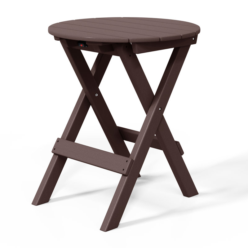 Round Patio Dining Folding Table, Dark Brown