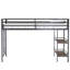 Lit mezzanine simple peu encombrant - structure en métal avec tablette en bois, garde-corps, bruit, pas de sommier tapissier nécessaire pour la chambre à coucher