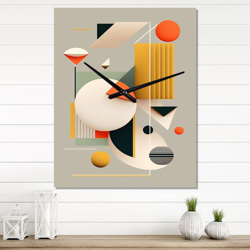 Minimal Bauhaus Dimensions III - Horloge murale géométrique moderne surdimensionnée, Grand