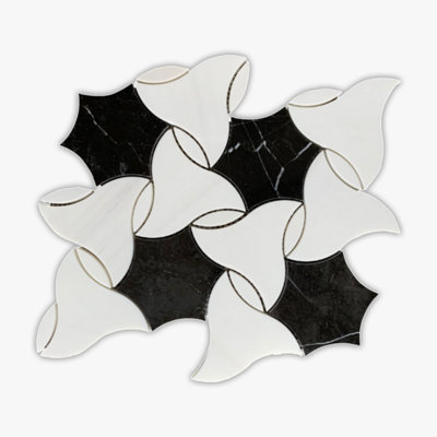 Bianco Dolomiti Windmill 9" x 10" Marble Novelty Mosaic Wall & Floor Tile