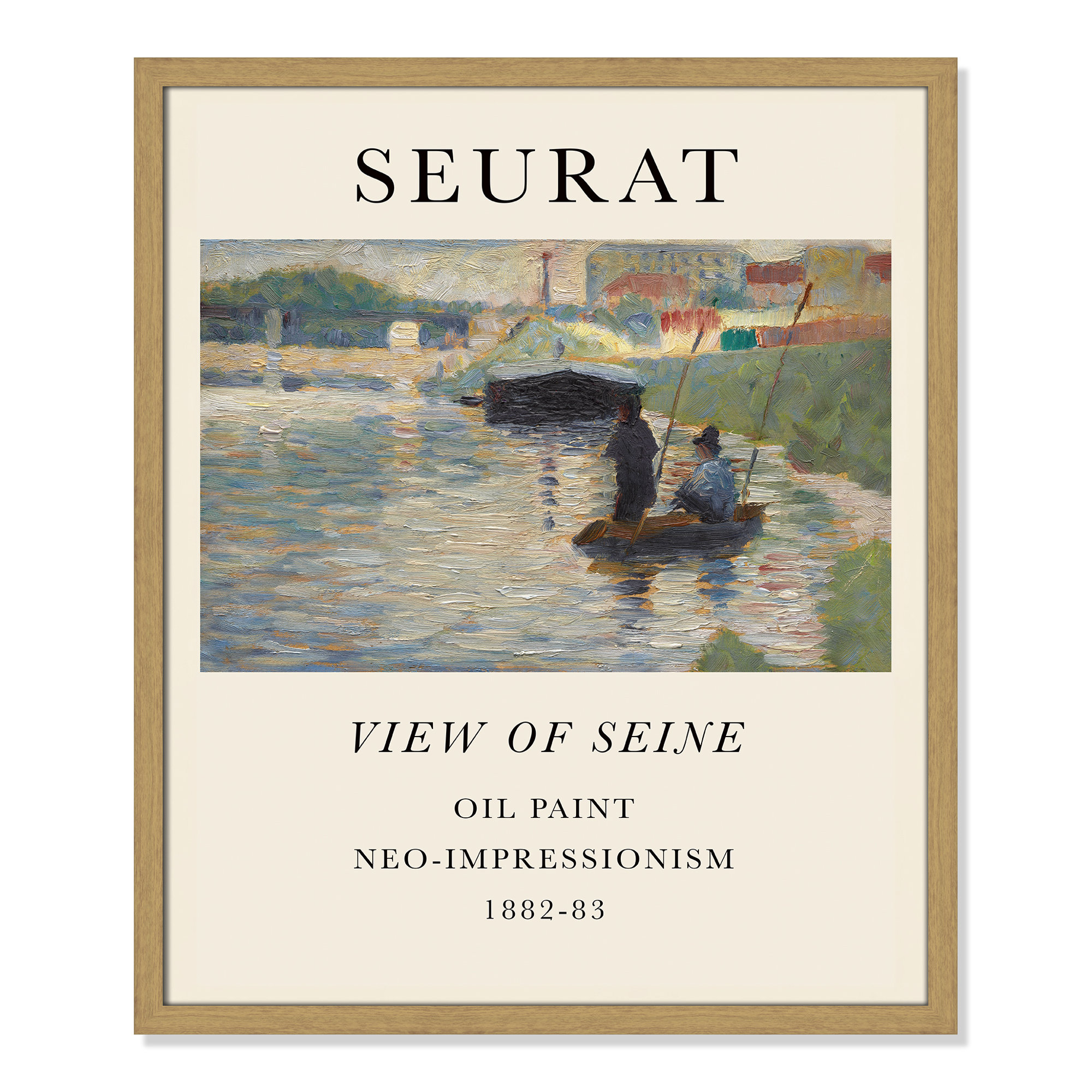 View Of Seine by Georges Seurat, Natural Single Picture Frame, 25.5" H x 21.5" W x 0.75" D, No