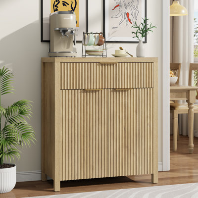 Buffet moderne avec grand tiroir, buffet de rangement avec tablette réglable, armoire d'entrée avec design ondulé, rangement parfait pour la salle à manger, la cuisine et le vestibule