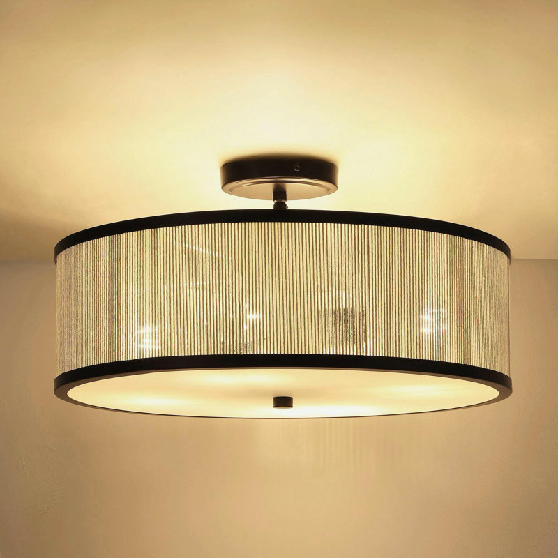 Plafonnier semi-encastré 18 po, 4, H 9 po x l 18 po x P 18 po, Bronze