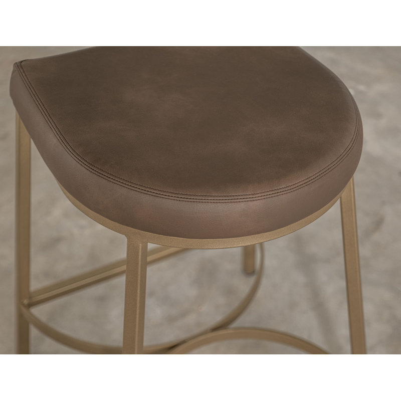 Structure en bois et base en métal, tabouret de 24 po, Brun