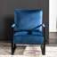 Chaise de salon Mid-Century moderne, velours bleu avec base en métal pour chambre à coucher, fauteuil de bureau à domicile, salle de construction,