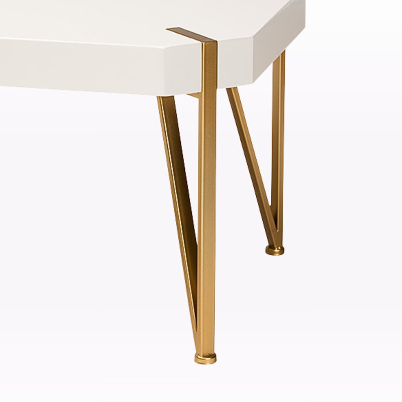 Abagael Coffee Table in White and Brushed Gold Finish, 17.89'' H X 43.39'' W X 22.97'' D