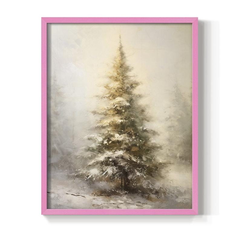 «Christmas Holiday Art Dxxxvii», reproduction d'art encadrée - bois massif, H 15 po x l 12 po, Rose
