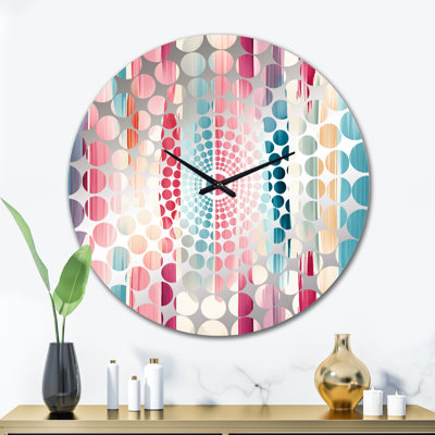 Horloge murale rayée bleue et rose
