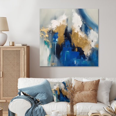 Ethereal sachant bleu royal et or - peinture abstraite, art mural, salon