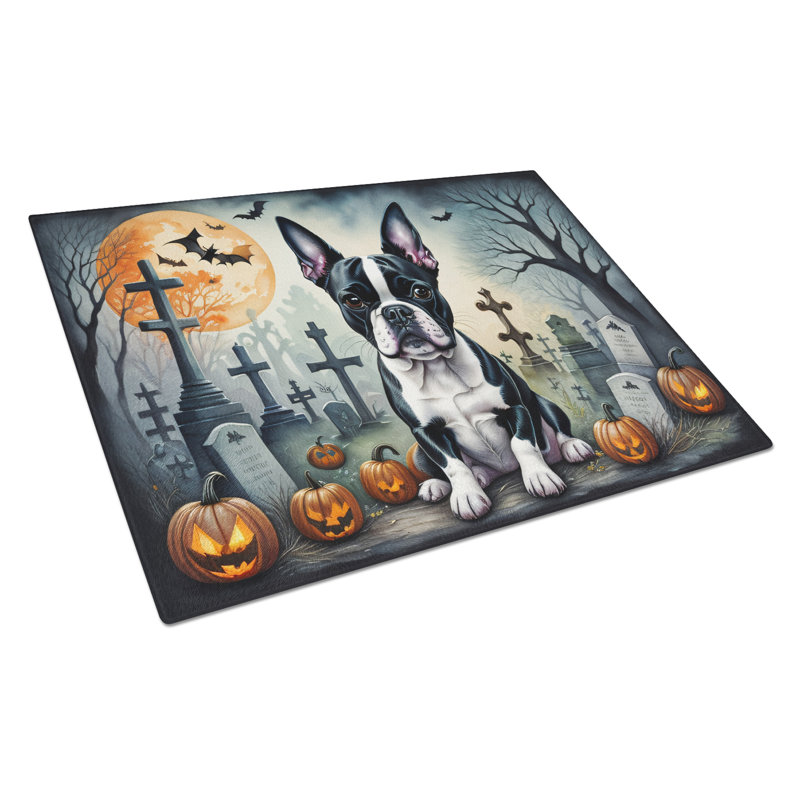 Grande planche à découper en verre Boston Terrier Spooky Halloween