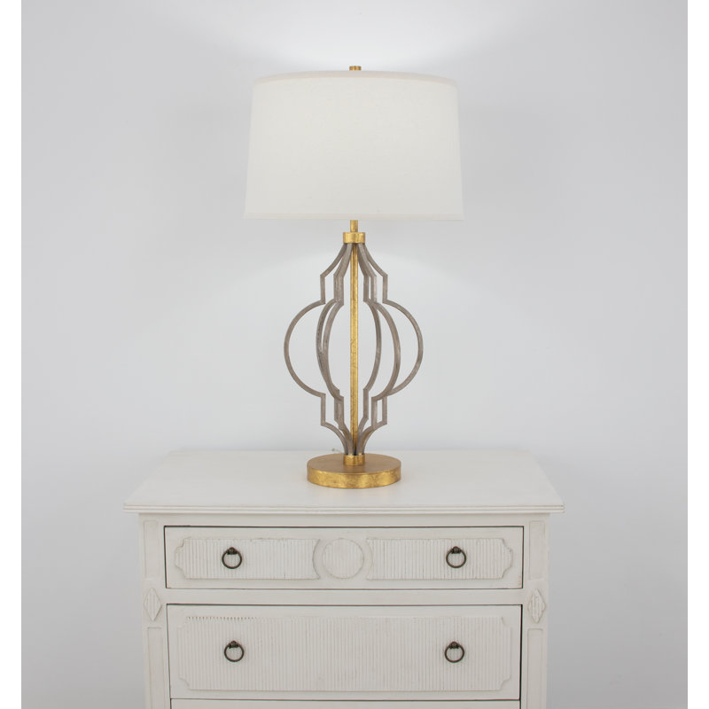 Luna Table Lamp, Champagne/Gold Leaf, White
