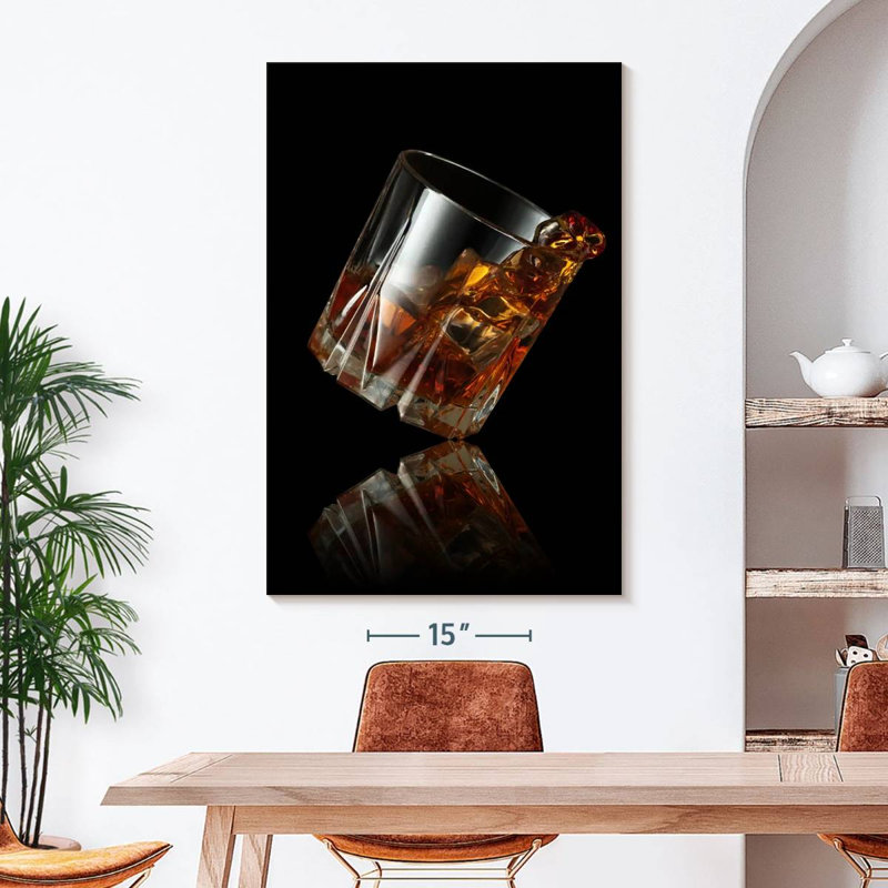 Whiskey Glass Reflection Canvas Print, 48" H x 32" W x 1.25" D