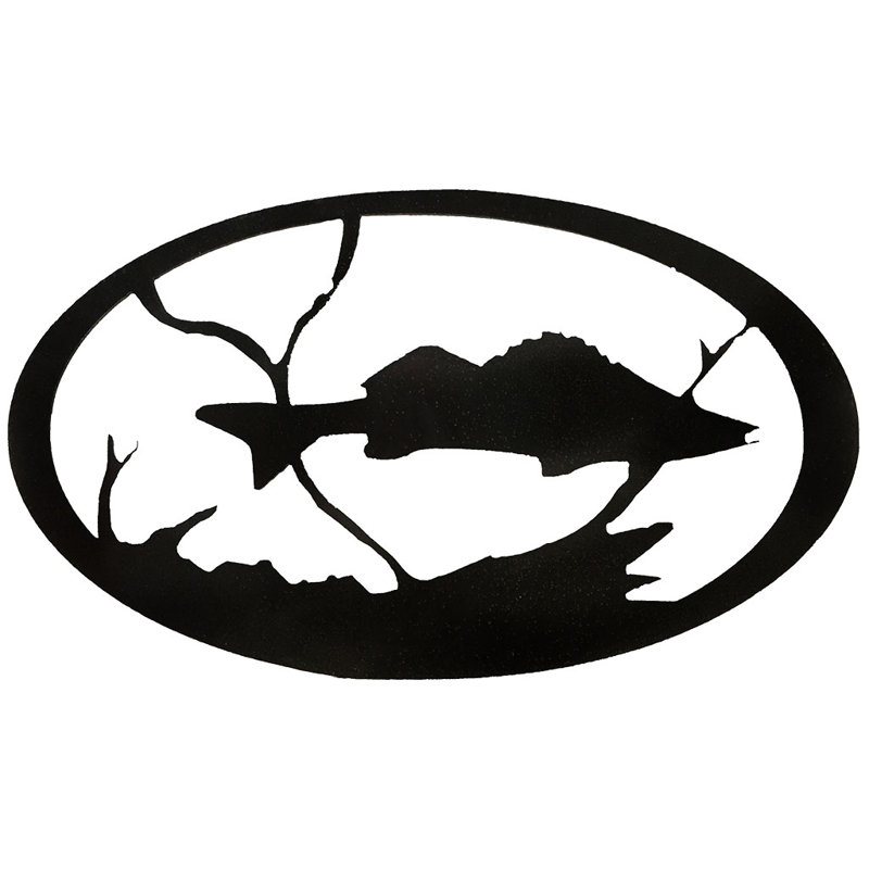 Rustic Black Metal Fish Oval Wall Art