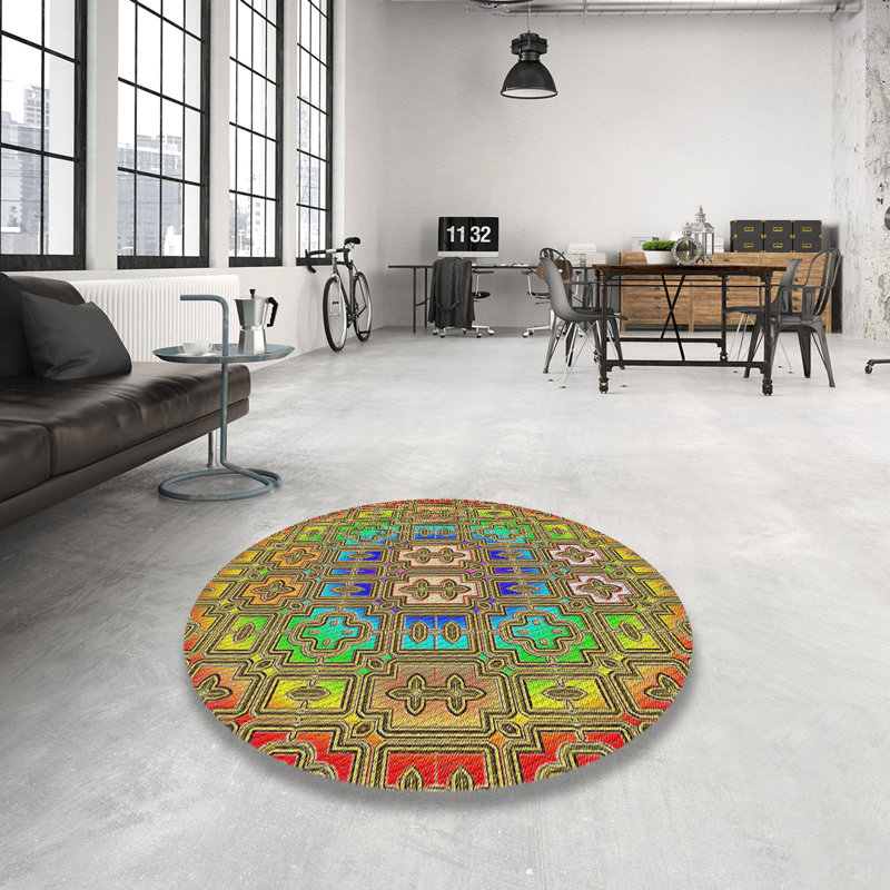 Tapis rouge/vert/bleu, Rond 5 pi