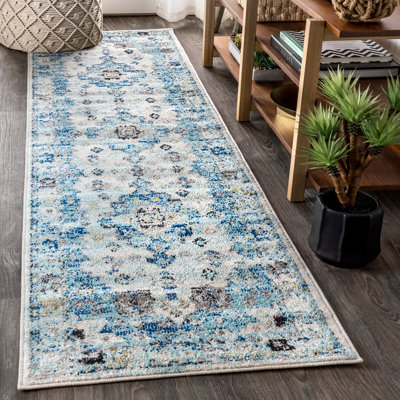 Latshaw Modern Persian Boho Vintage Medallion Cream/Blue Rug