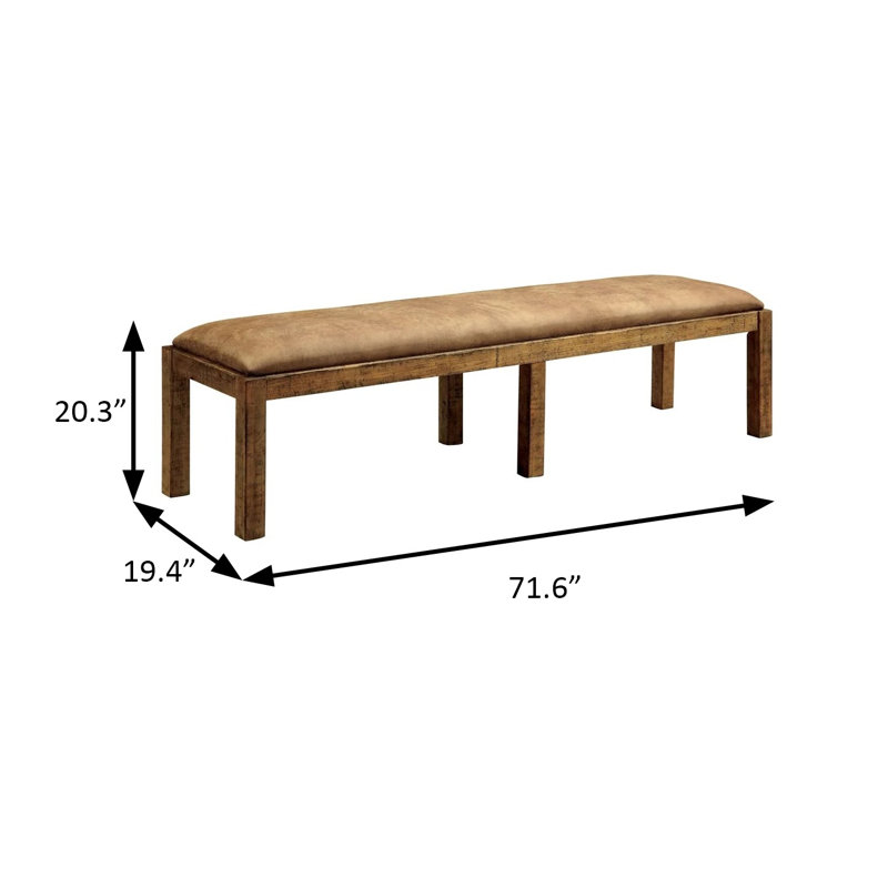 Banc en tissu rustique 71,6 po, chêne rustique / brun