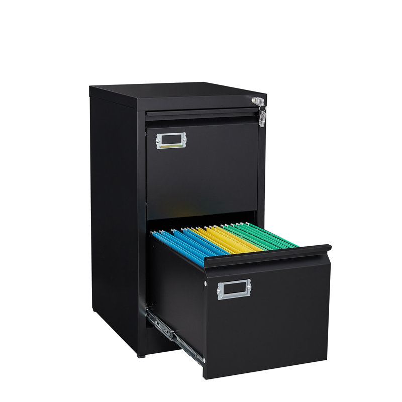 15.1'' Wide 2 -Drawer Steel File Cabinet, Black