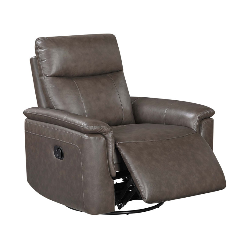 Luxury Comfort Premium Leather Recliner With Gentle Gliding And 360-Degree Swivel Motion For Ultimate Relaxation, Dark Brown