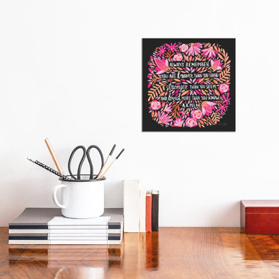 Always Remember, Pink & Charcoal by Cat Coquillette - Wrapped Canvas Print