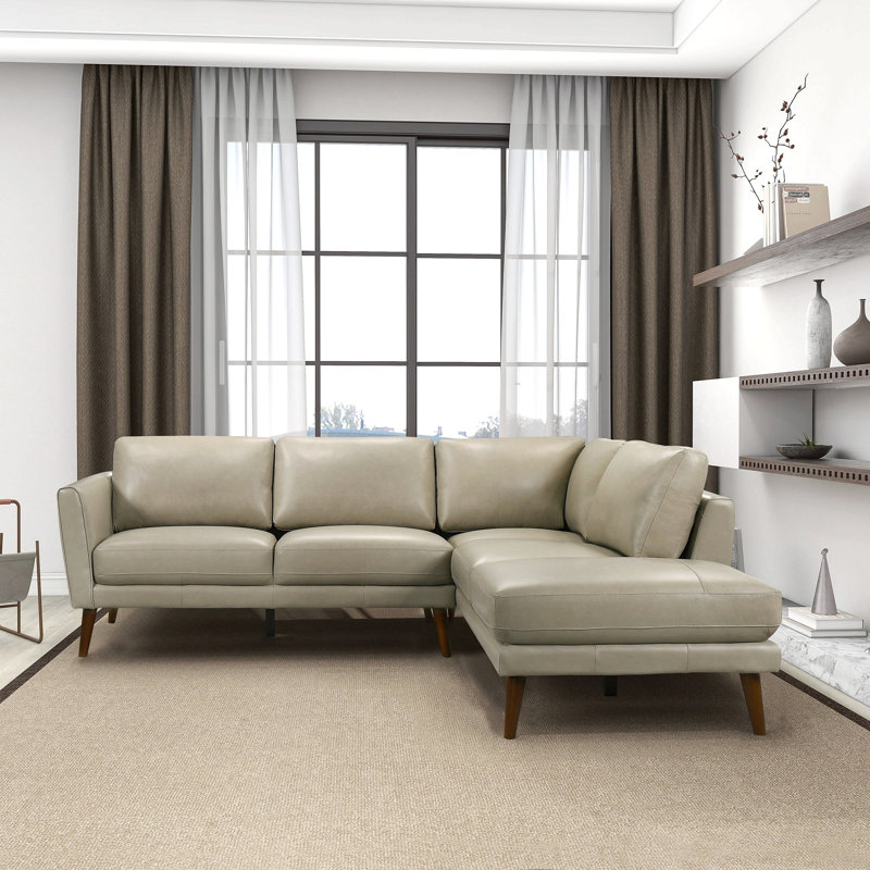 Canapé modulaire en cuir Benson, Cuir beige