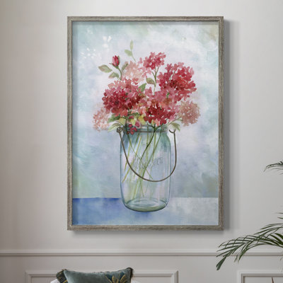 Red Geraniums Framed Print - Solid Wood