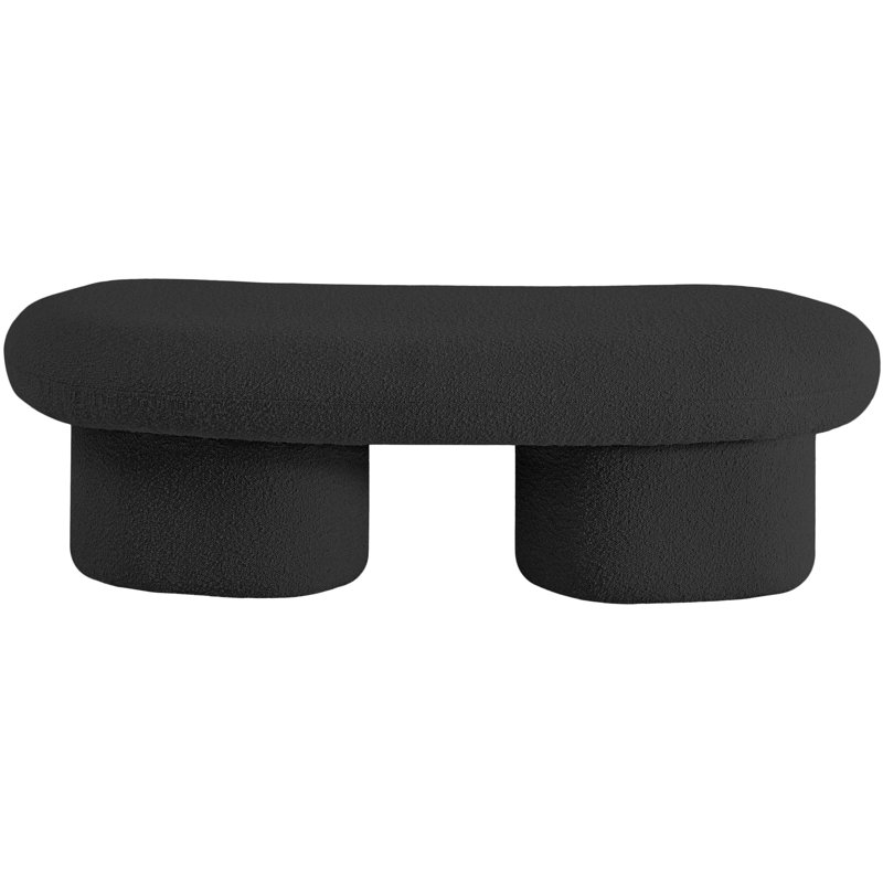 Luka Ipswich Schriver Upholstered Bench, Black Boucle Fabric