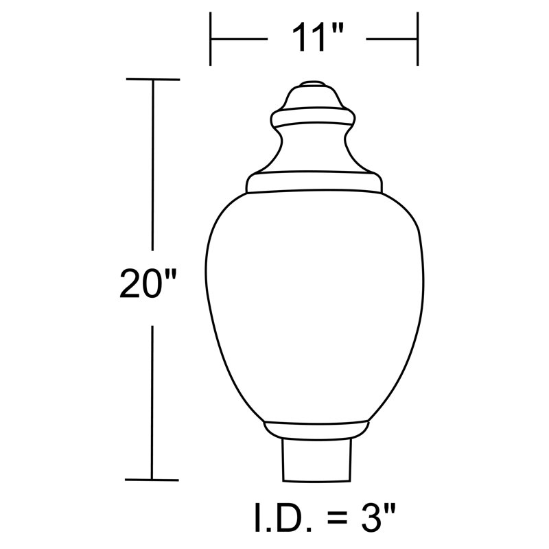 Solus 20" Acorn Post Top Fixture with Opal Textured Lens