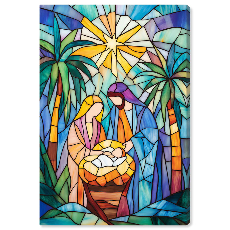 "Sainte famille", reproduction d'art sur toile encadrée en verre par Art Remedy, H 30 po x l 20 po, Toile tendue avec châssis