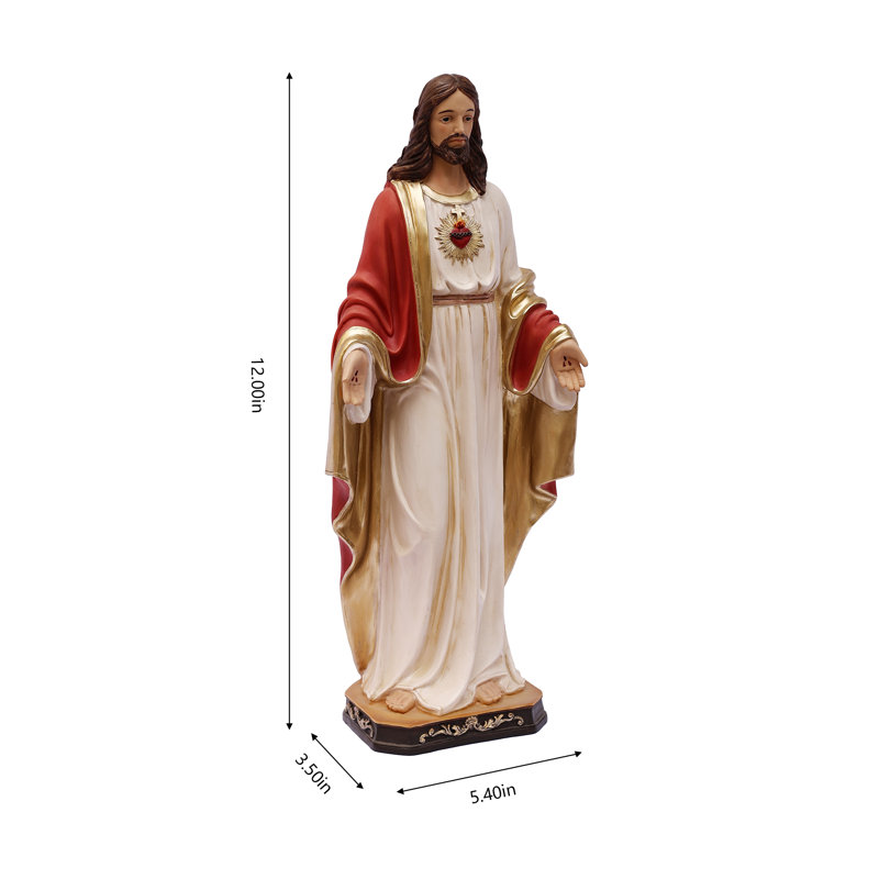 Statue sacrée de Jésus, H 12 po x l 3,5 po x P 5,4 po
