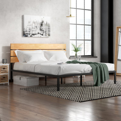 Eleanor Modern Metal Bed frame with Bamboo Headboard