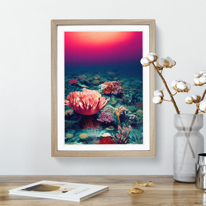 XV1022-1716X Coral Reef Floor - Single Picture Frame Print, 64cm H x 46cm W, Beige