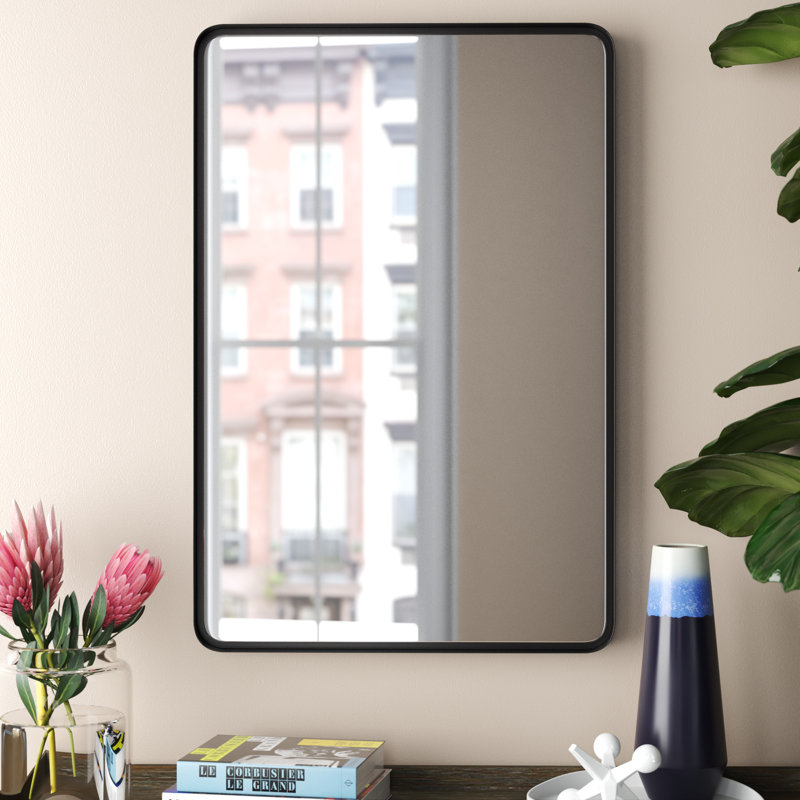 Miroir de salle de bain / meuble-lavabo Fererson, Noir, 35,8 po x 24 po