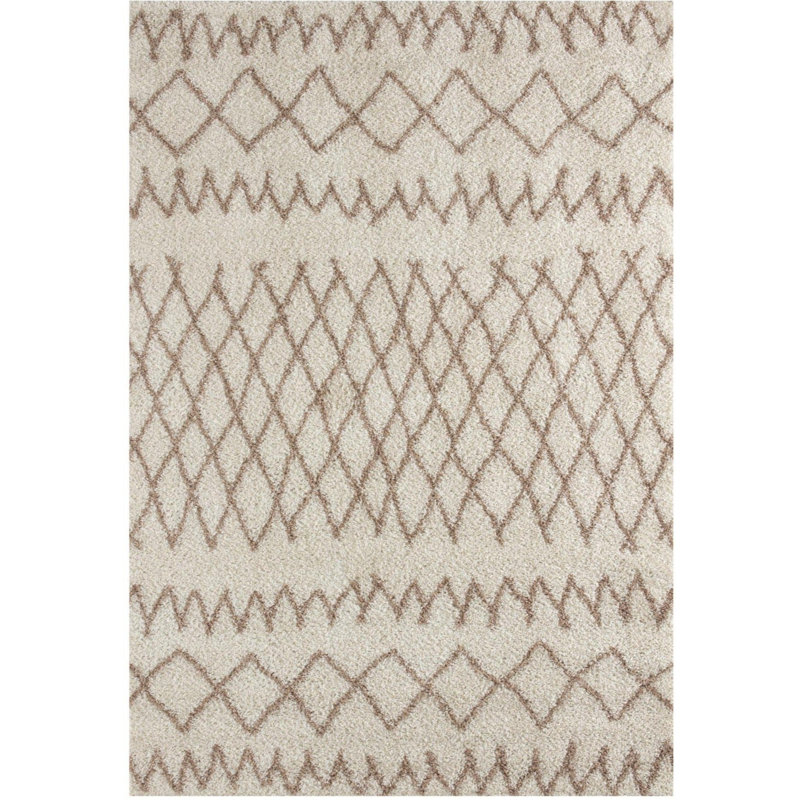 Moroccan Shaggy Collection Rugs Moroccan Design in Ivory/Beige, Rectangle 180 x 270 cm