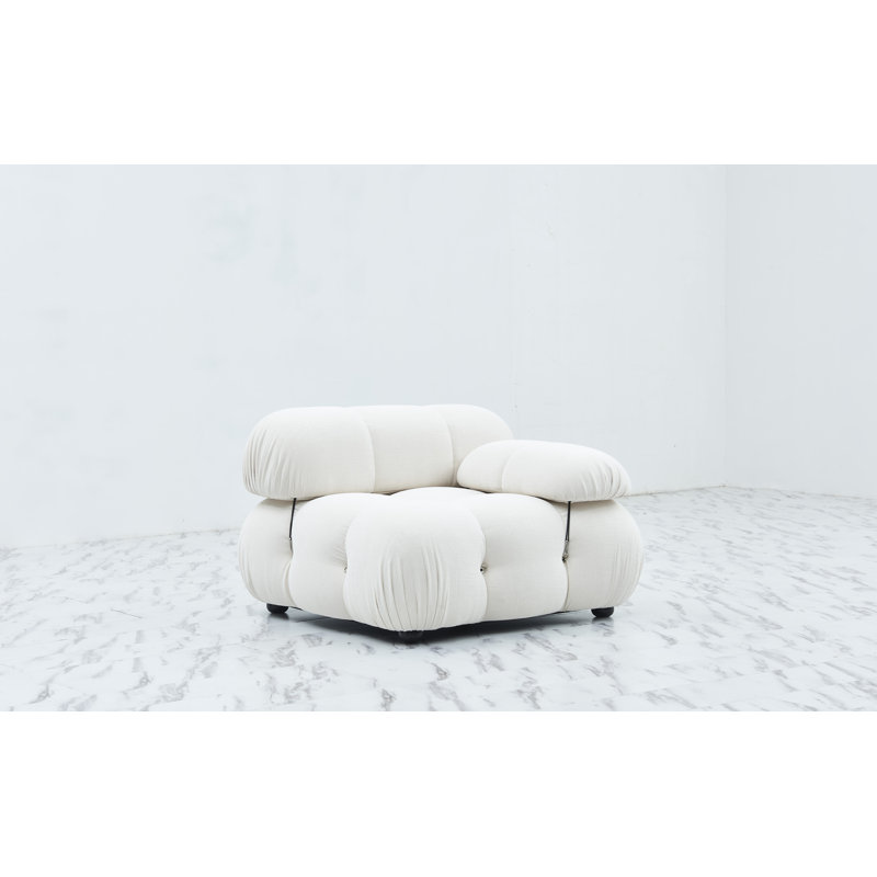 Fauteuil large de 38 po Waino, 100 % polyester blanc
